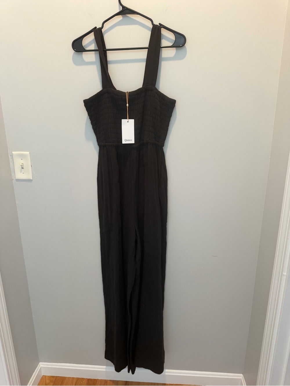 Quince 100% Organic Cotton Gauze Smocked Wide Leg Jumpsuit - Picture 2 of 6